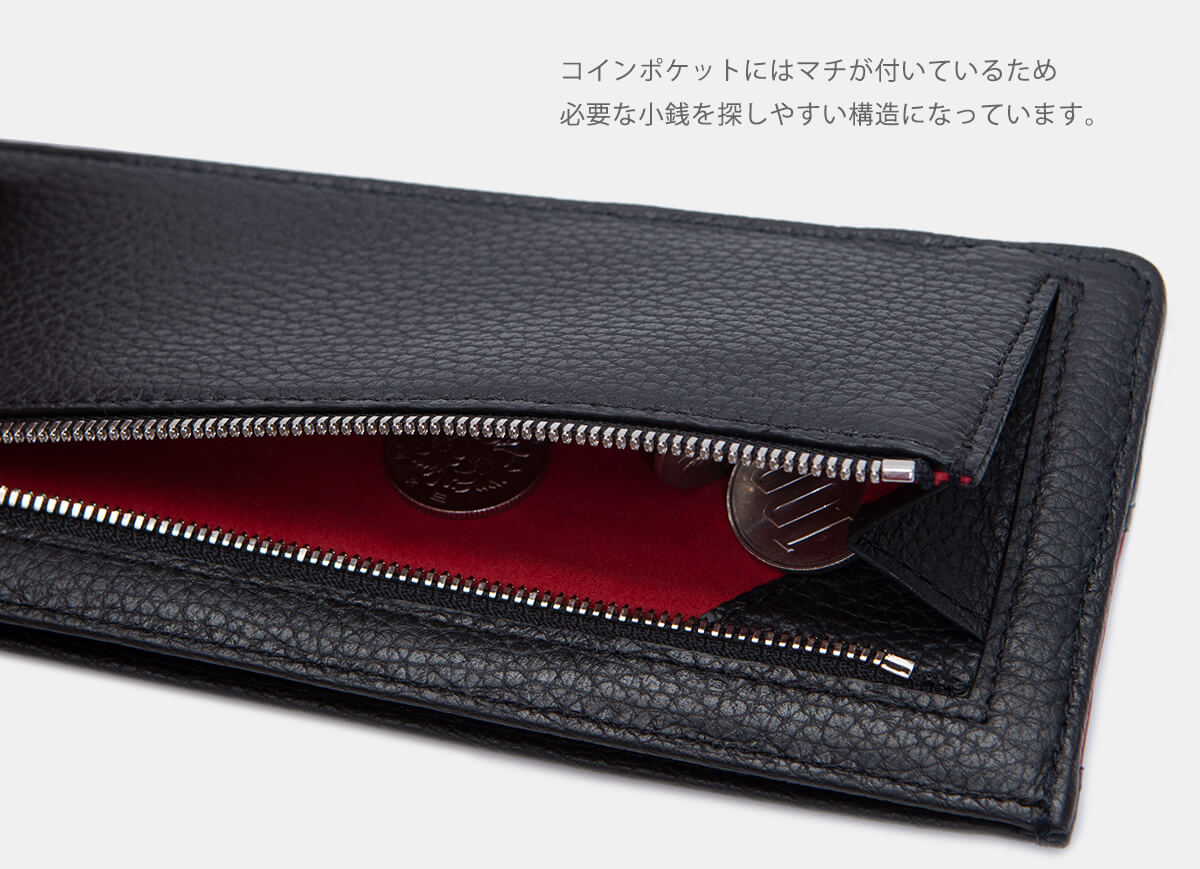 クロコダイル牛革リーフウォレットC/極薄型財布
