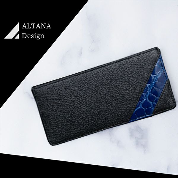 【ほぼ未使用】定価4万程　オルタナデザイン　リーフウォレットCW/極薄型財布 画期的な極薄財布】エルメスGのクロコダイルを使用した薄型長